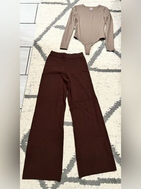 nuuds bodysuit and wide leg pants